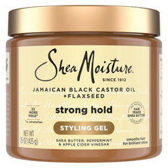 SheaMoisture Strong Hold Styling Gel+Flaxseed Jamaican Black Castor Oil Gives Controlled Style,AllDay Hold,Infused With Castor Seed Oil,SheaButter & Indulgent Scent ParabenFree AntiFrizz Hair Gel 15oz | Jamaican