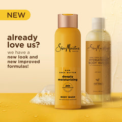SheaMoisture Raw Shea Butter Body Wash Moisturize and Restore Deeply Moisturizing body wash for 24H Visible Moisture for Healthy, Glowing Skin 18 oz