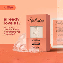 SheaMoisture Bar Soap Coconut and Hibiscus 4 Count Glowing Radiance Glowing Radiance bar soap with 24h shea moisture nutrients for Healthy, Glowing Skin 8 oz