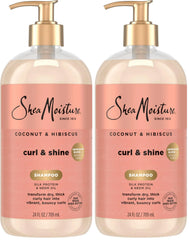 SheaMoisture Shampoo Coconut and Hibiscus,for Thick,Curly Hair,to Cleanse & Hydrate,24 oz,(Pack of 2)