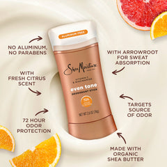 SheaMoisture Deodorant Stick for 72h Odor Control Fresh Aluminum Free 2.6 oz