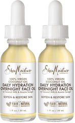 SheaMoisture Overnight Face Oil for All Skin Types 100% Virgin Coconut Oil for Daily Hydration 1 oz,(Pack of 2)