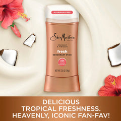 SheaMoisture Deodorant Stick 72h Odor Control Coconut & Hibiscus Fresh Aluminum Free 2.6 oz,(Pack of 2)