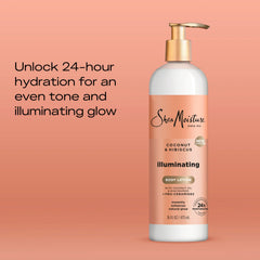 SheaMoisture Illuminating Body Lotion with Coconut Oil, Hibiscus, Niacinamide and Pro-Ceramides, Instantly Enhancing Skin's Natural Glow, 24H Moisturizing 16 oz, (Pack of 2)
