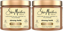 SheaMoisture Strong Hold Styling Gel+Flaxseed Jamaican Black Castor Oil Gives Controlled Style,Infused With Castor Seed Oil,SheaButter & Indulgent Scent ParabenFree AntiFrizz Hair Gel 15oz (Pack of 2)