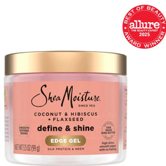 SheaMoisture Define&Shine Edge Gel + Flaxseed Coconut&Hibiscus Holds and Controls Edges All Day Infused With Glycerin,Coconut Oil and an Invigorating Sweet Scent Paraben-Free Hair 3.5 OZ,(Pack of 2)