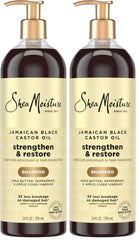 SheaMoisture Strengthen and Restore Shampoo Jamaican Black Castor Oil for Damaged Hair Sulfate-Free 24 oz,(Pack of 2)