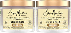 SheaMoisture Edge Control Strong Hold Gel+Flaxseed Jamaican Black Castor Oil Keeps Edges in Place,No Flakes,Infused With Hydrolyzed Corn Starch,Glycerin,Indulgent Scent ParabenFree AntiFrizz Gel 3.5oz
