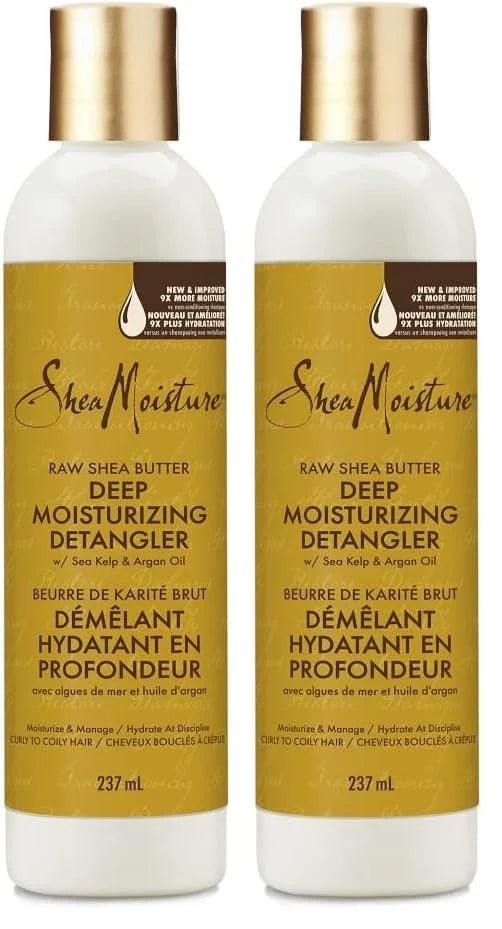 SheaMoisture Raw Shea Butter Deep Moisturizing Detangler for Dry, Damaged Hair, Hair Styling Product Formulated with Sea Kelp and Argan Oil 8 oz,(Pack of 2)
