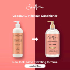 Shea Moisture Curl & Shine Conditioner Coconut & Hibiscus, for Thick, Curly Hair, to Moisturize & Soften, 24 Fl oz