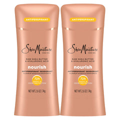 SheaMoisture Antiperspirant Deodorant Stick Moisturizing Raw Shea Butter & Hyaluronic Acid 2 Count for 48HR Sweat & Odor Protection with No Parabens & No Mineral Oil 2.6 oz